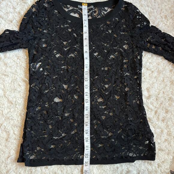 ALBERTA FERRETTI Womens US 6 Black Lace Embroidered Long Sleeve Blouse Top Italy - Picture 7 of 11